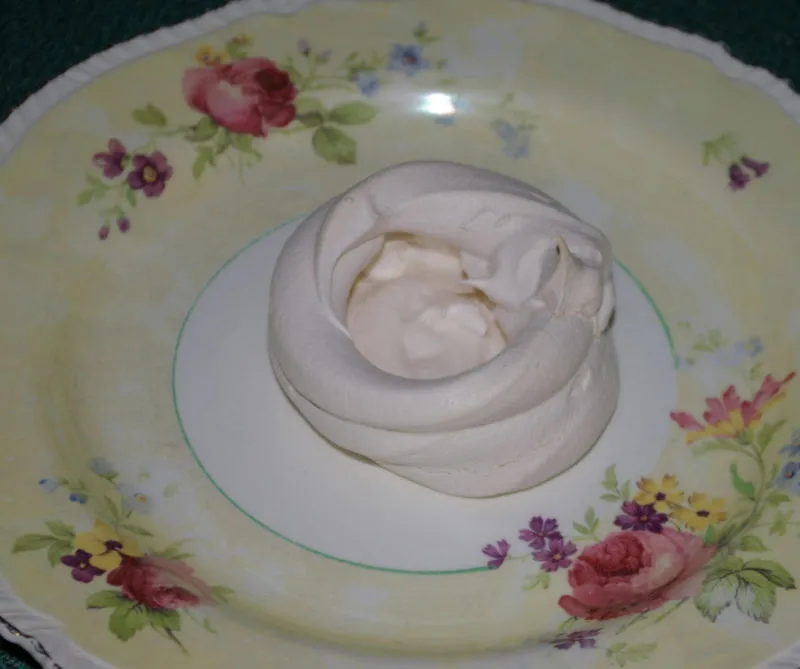 Meringue nest awaiting filling